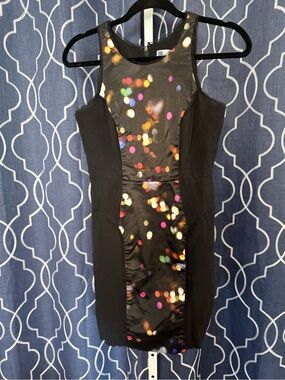 Milly Black Sheath Dress with Multicolor Confetti Print Sz 2 E8